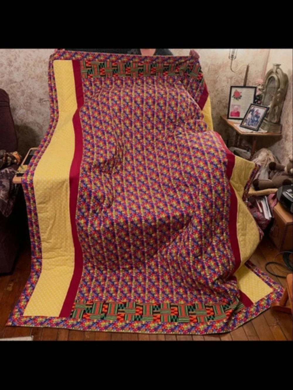 Maroon Patchwork Quilt Throw - Stylish Home Bedding autism awareness